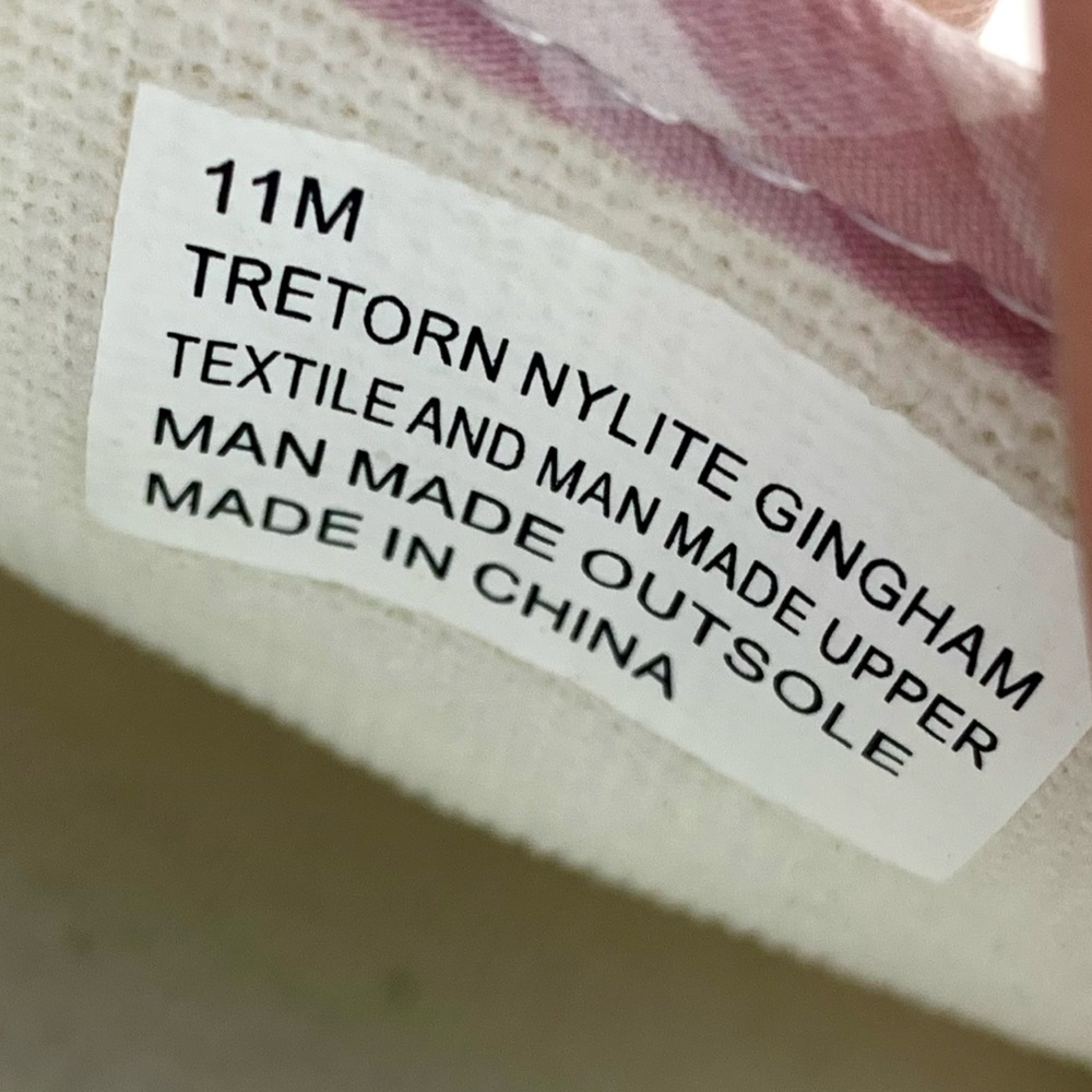 Tretorn Nylite Plus Lace Up Pink Gingham Sneakers 11 Retro Classic Preppy Casual - Picture 9 of 15